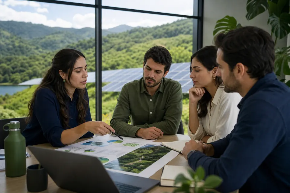Profesionales colombianos evaluando inversiones para proyectos ambientales